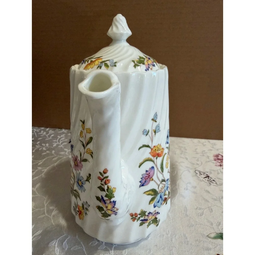 Aynsley Cottage Garden Fine Bone China Coffee Pot Floral Butterfly England
